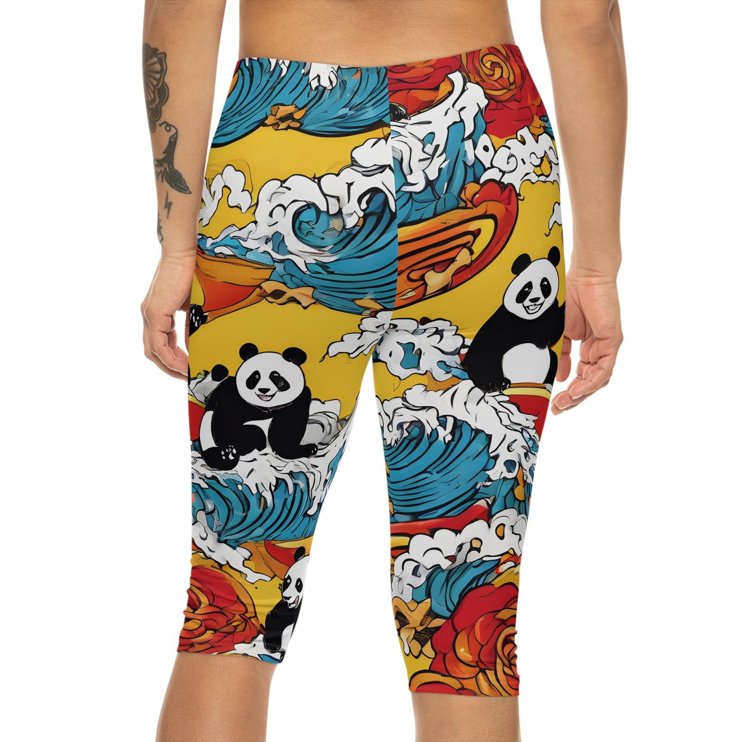 Surfing Panda Ramen Adventure Capri Leggings