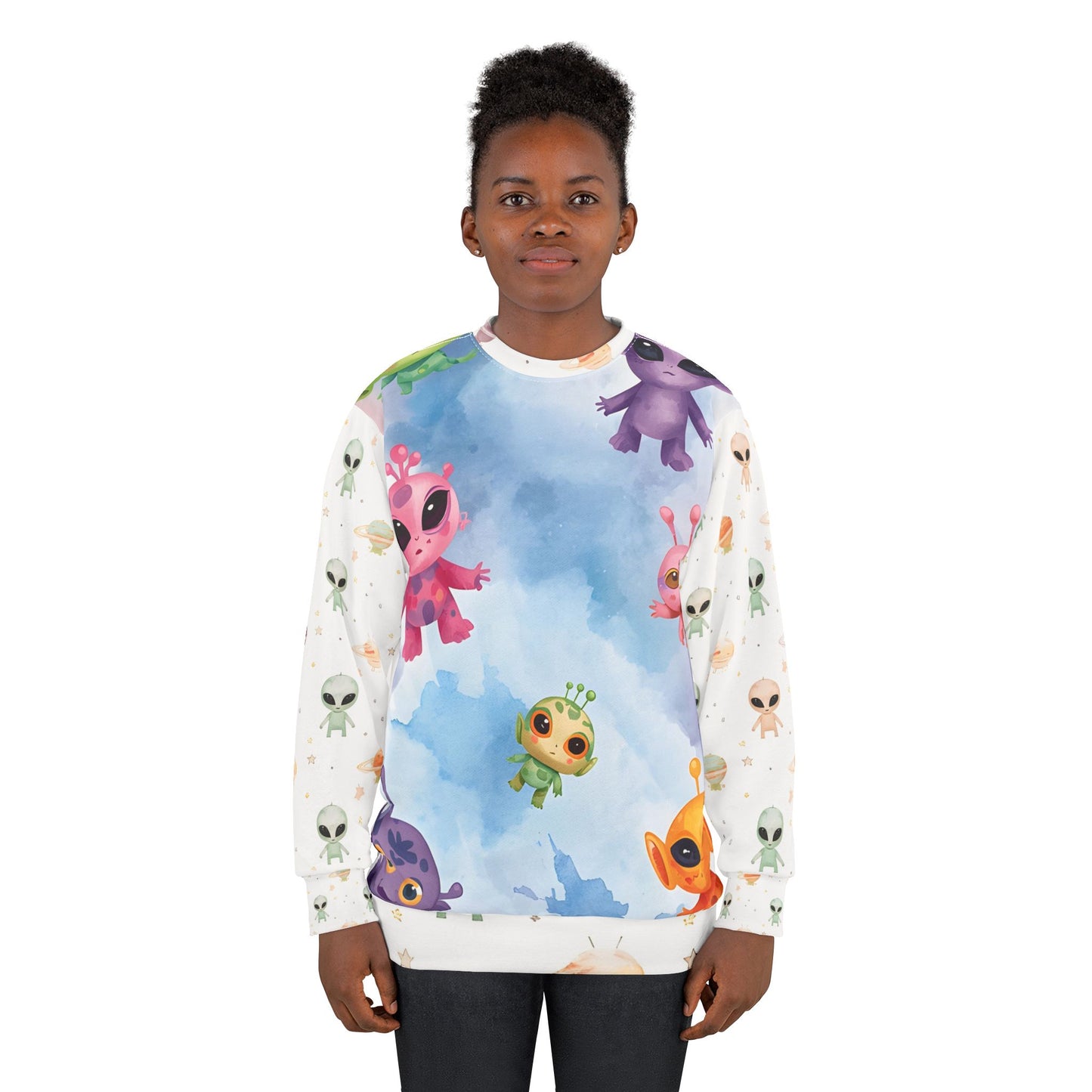 Galactic Watercolor Aliens Sweatshirt
