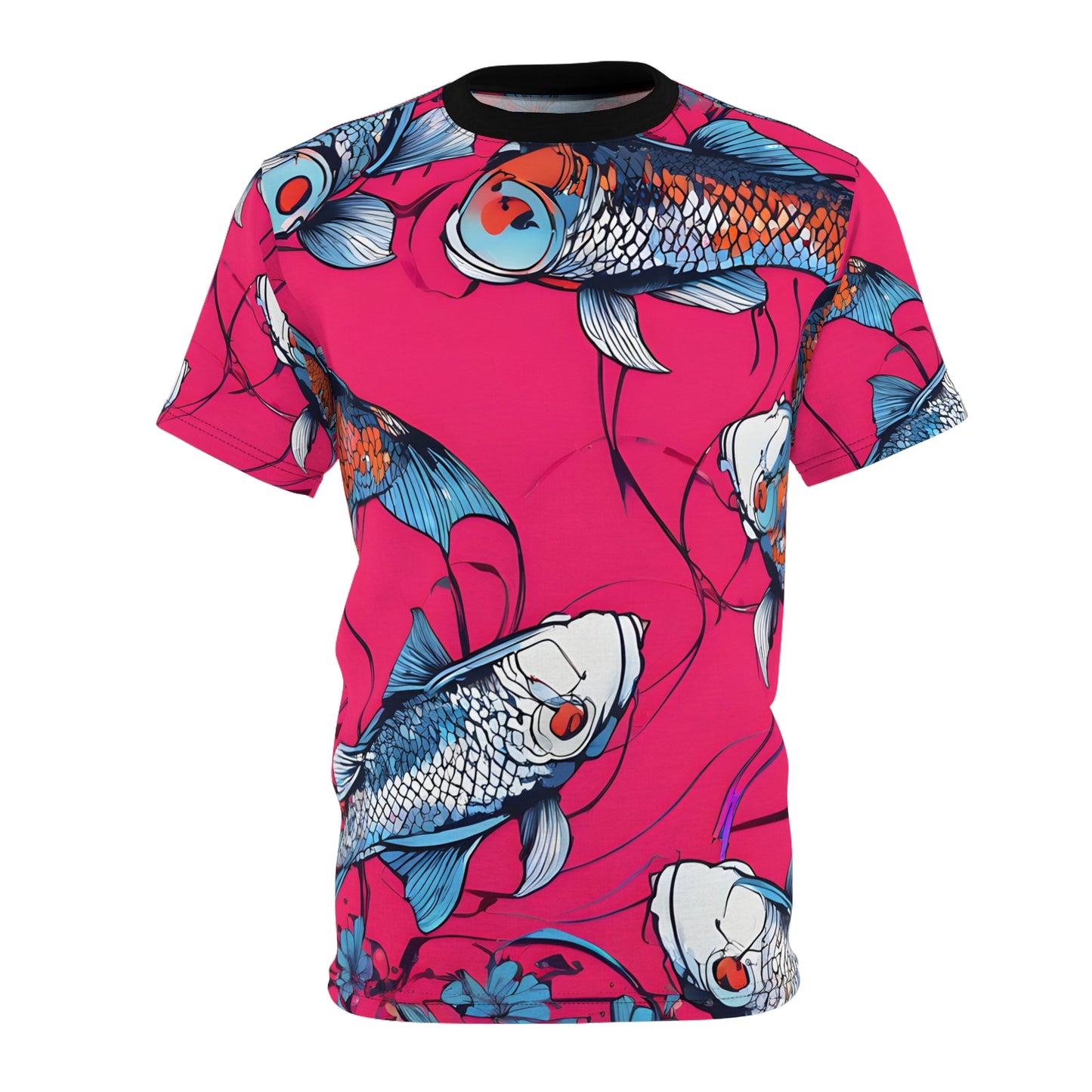 Neon Koi & Lotus Cyberpunk Tee