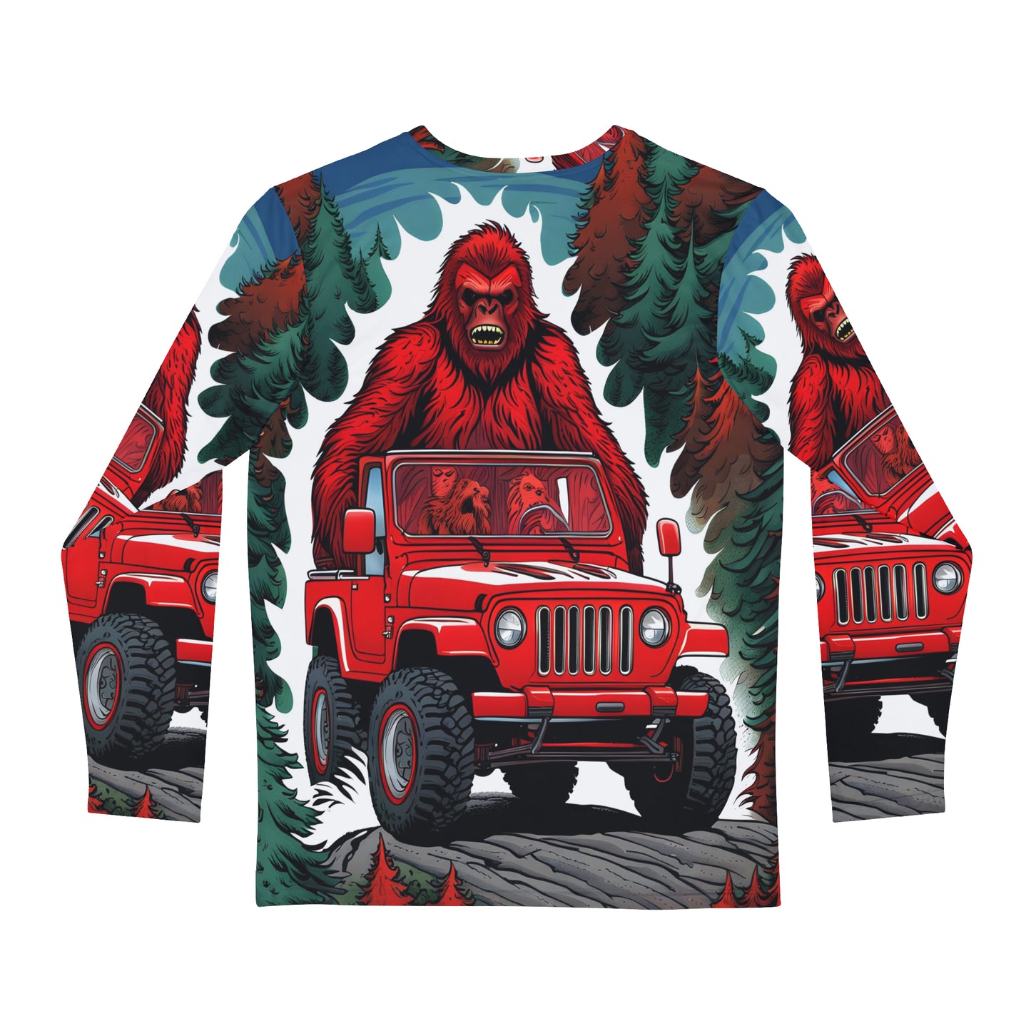 Sasquatch in a Red 1990 Wrangler