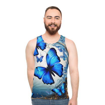 Vectorized Dreamscapes with Blue Butterflies