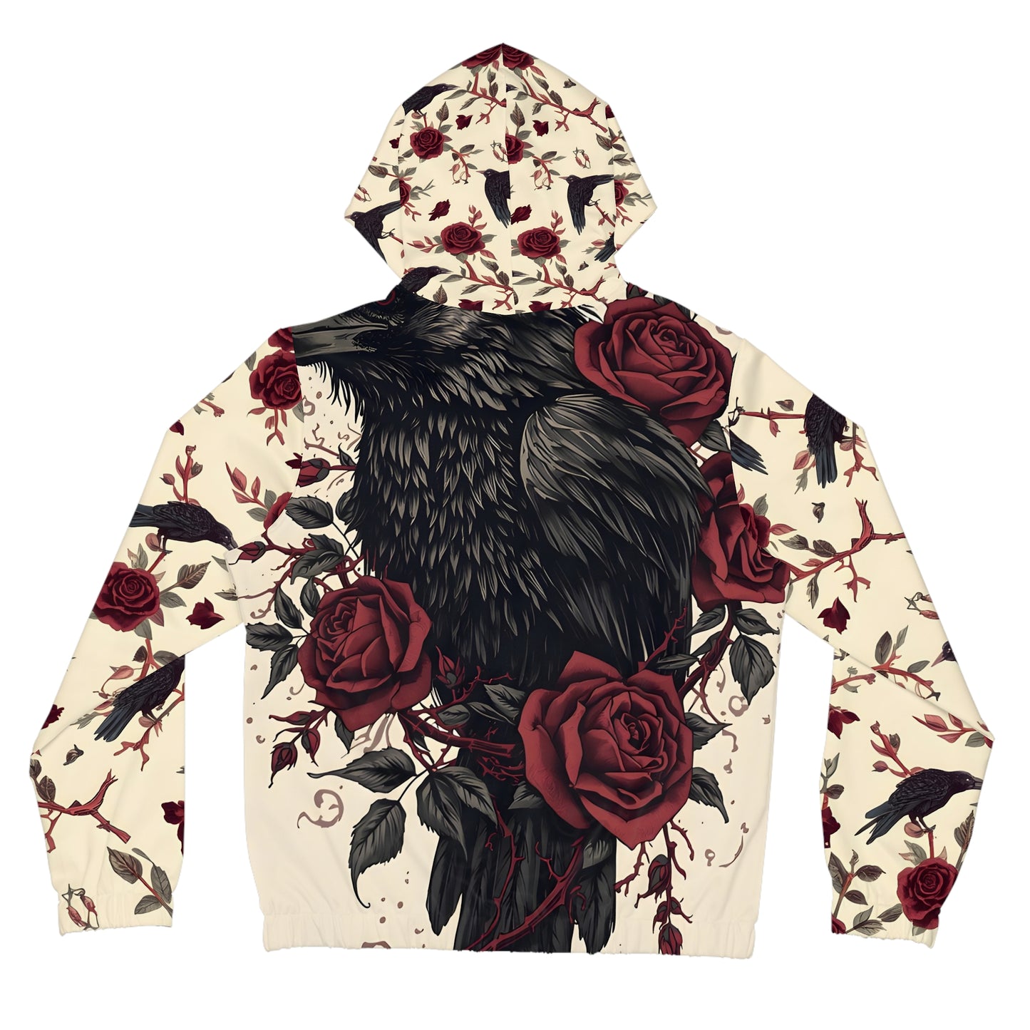 Gothic Crow & Rose Full-Zip Hoodie
