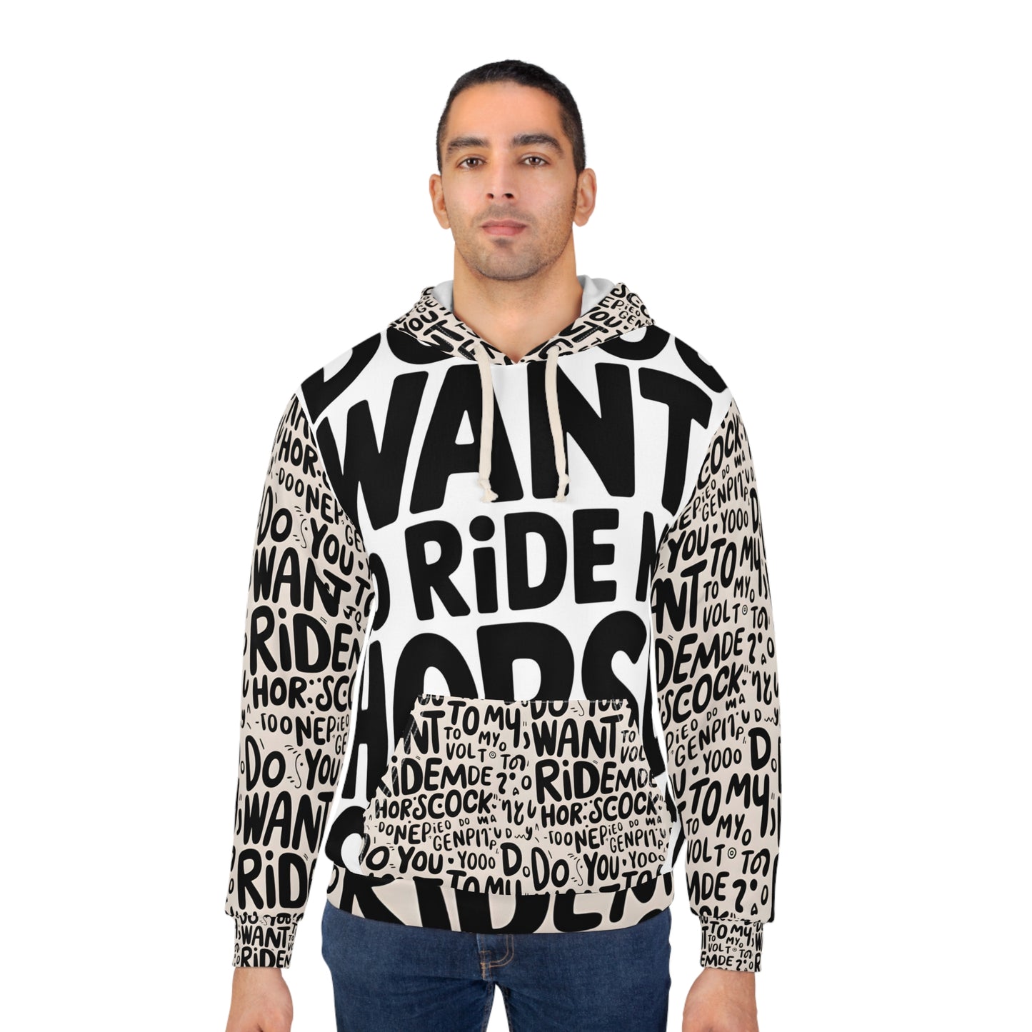 Bold Typography Hoodie: Ride My Horseclock