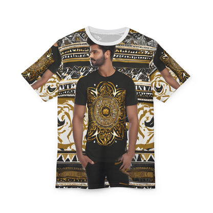 Majestic Elegance: Black & Gold Indian Pattern Tee
