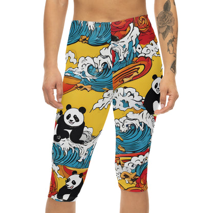 Surfing Panda Ramen Adventure Capri Leggings