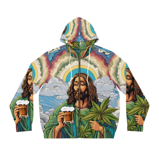 Vectorized Dreamscapes: Jesus, 420, Weed, Beer, Cloudy Sky
