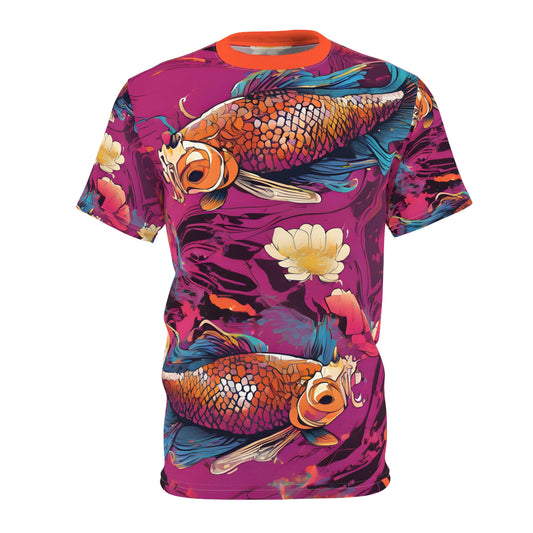 Neon Koi & Lotus Cyberpunk Tee