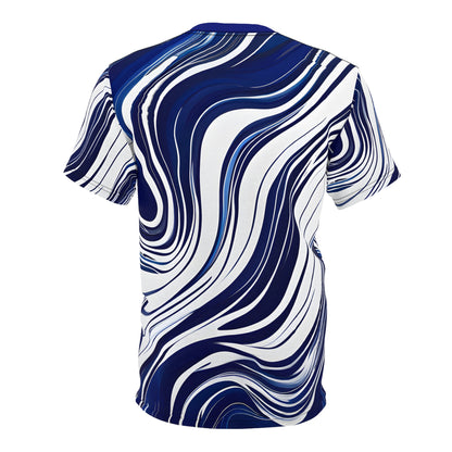 Navy and White Thin Lines Wave Pattern