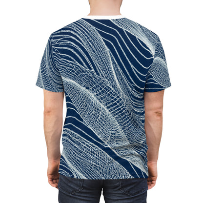 Navy and White Thin Lines Wave Pattern