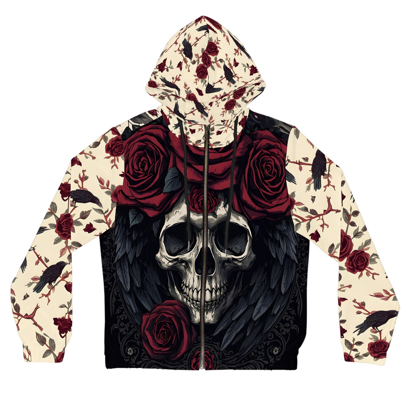 Gothic Crow & Rose Full-Zip Hoodie