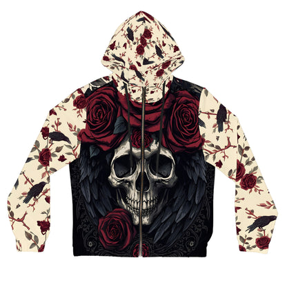 Gothic Crow & Rose Full-Zip Hoodie