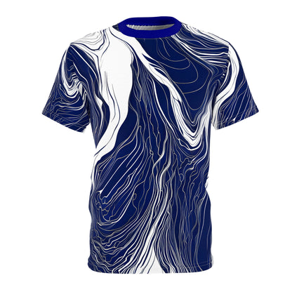 Fluid Ink Patterns: Navy Blue & White Jagged Lines