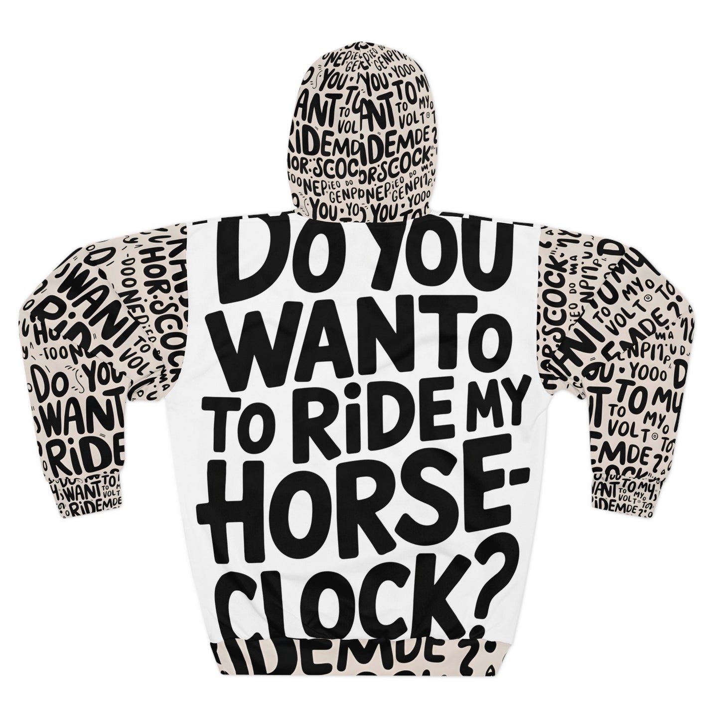 Bold Typography Hoodie: Ride My Horseclock
