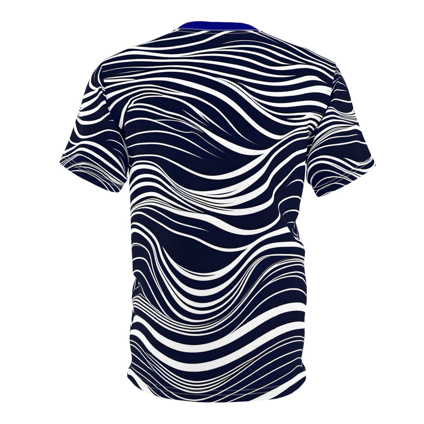 Navy and White Thin Lines Waves Pattern