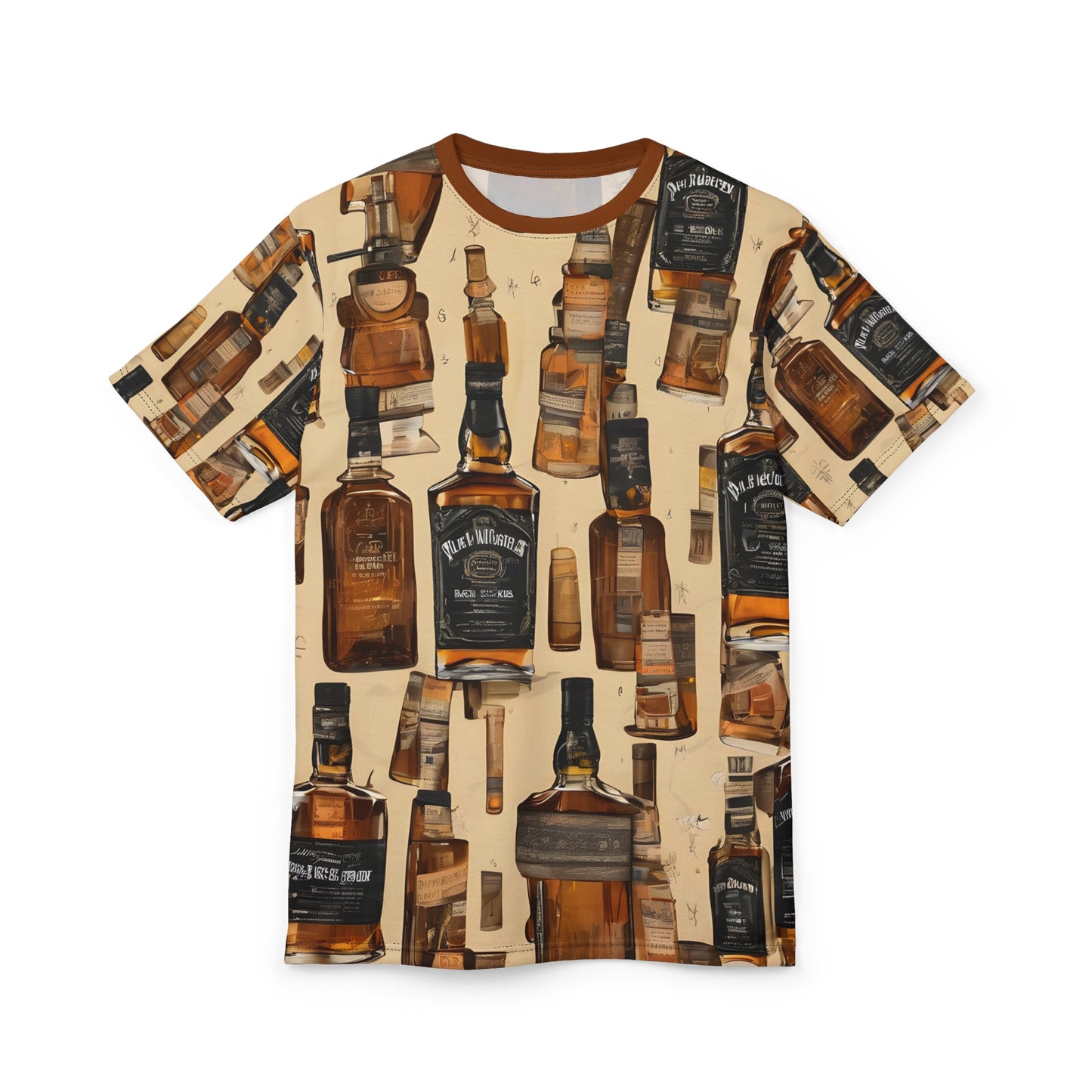 Whiskey Bottles All Over Print Unisex Tee