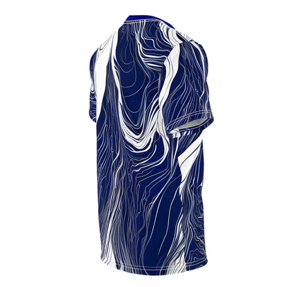 Fluid Ink Patterns: Navy Blue & White Jagged Lines