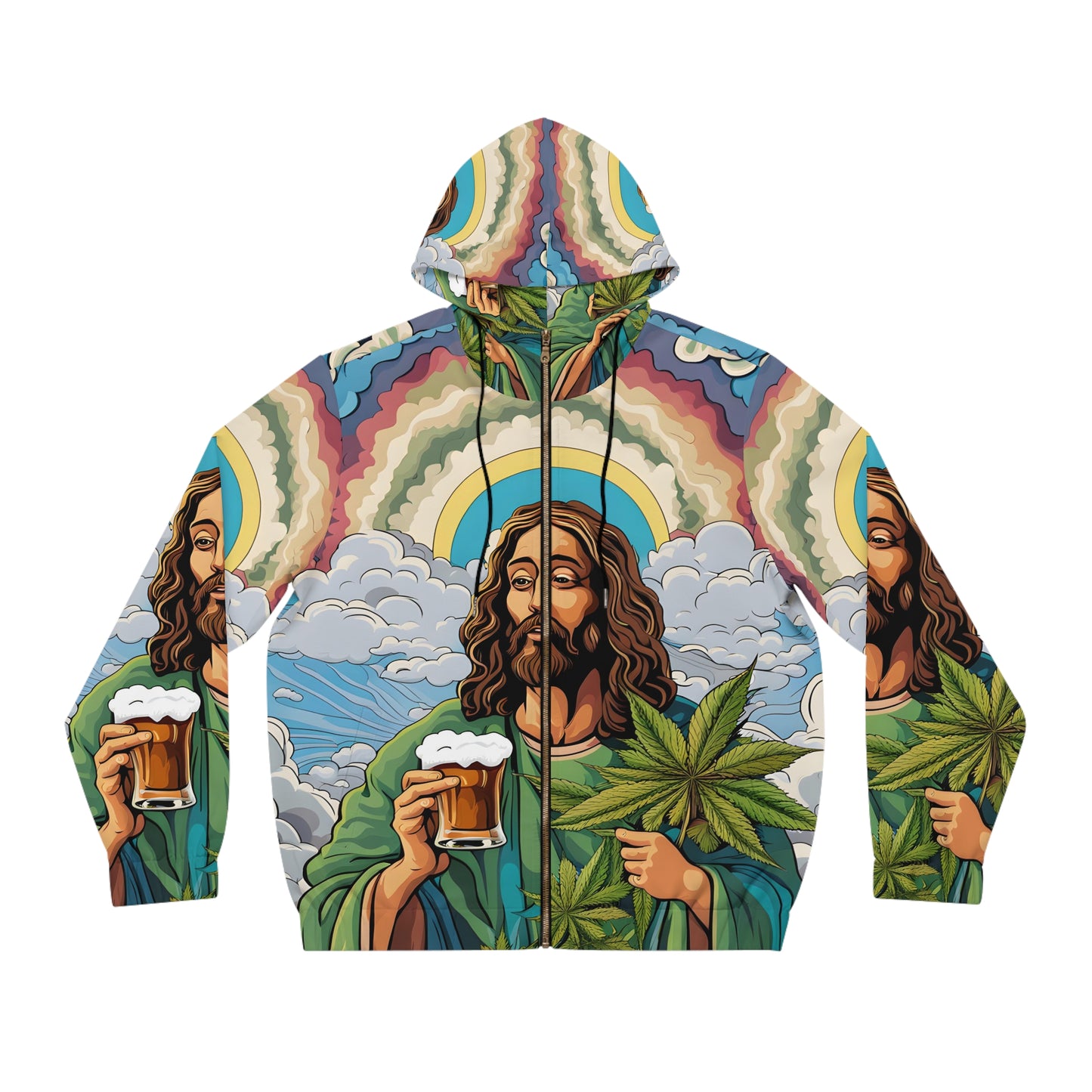 Vectorized Dreamscapes: Jesus, 420, Weed, Beer, Cloudy Sky