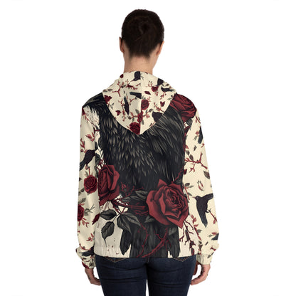 Gothic Crow & Rose Full-Zip Hoodie