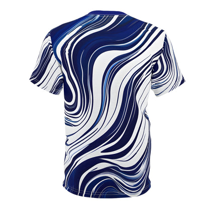 Navy and White Thin Lines Wave Pattern