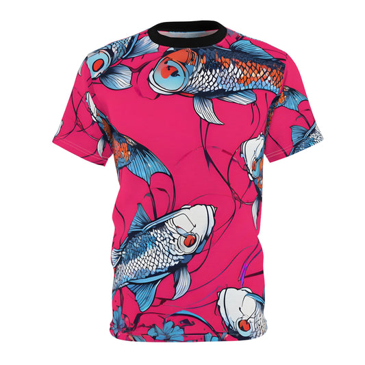 Neon Koi & Lotus Cyberpunk Tee