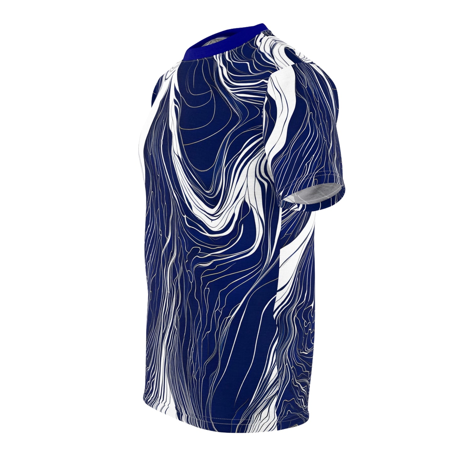 Fluid Ink Patterns: Navy Blue & White Jagged Lines