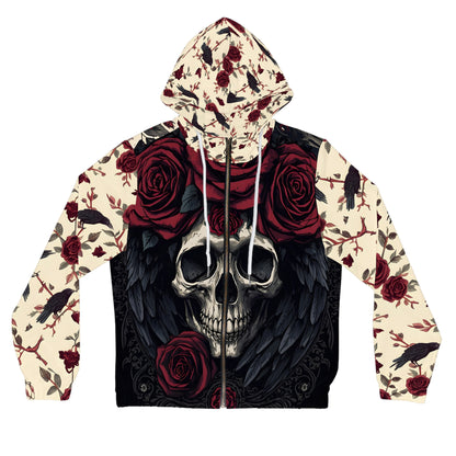 Gothic Crow & Rose Full-Zip Hoodie