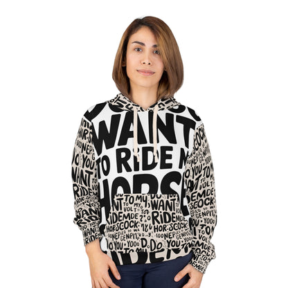 Bold Typography Hoodie: Ride My Horseclock
