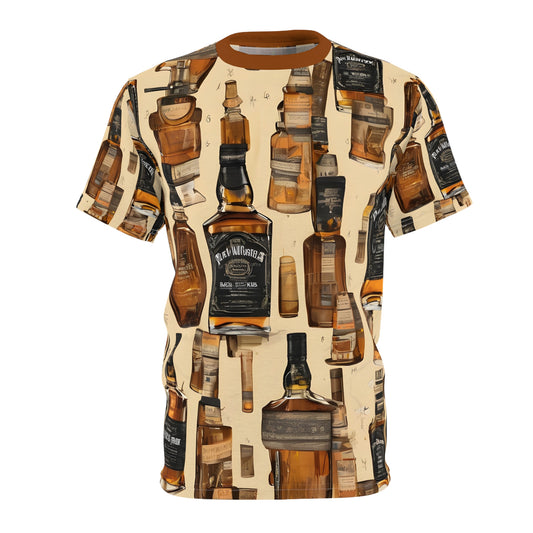 Whiskey Bottles All Over Print Unisex Tee
