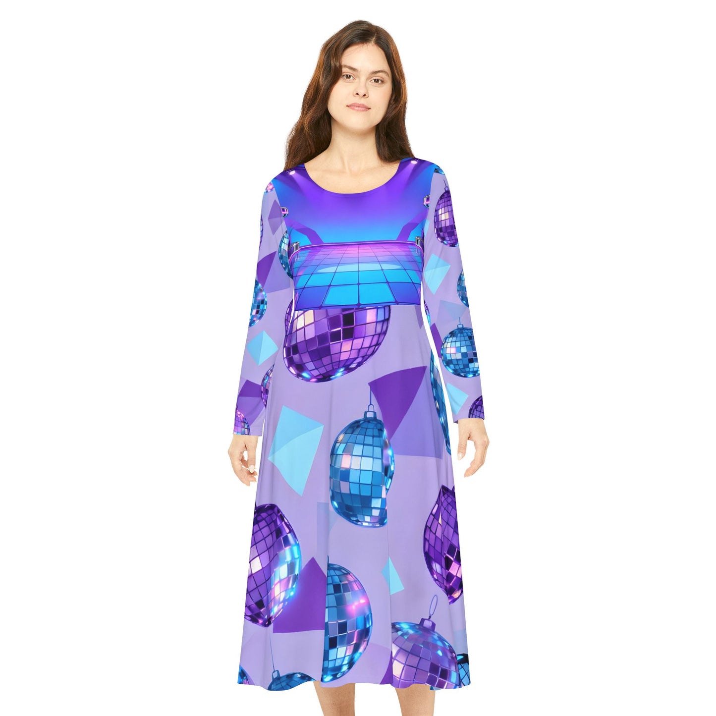 Disco Dreamscape Women's Long Sleeve Dance Dress