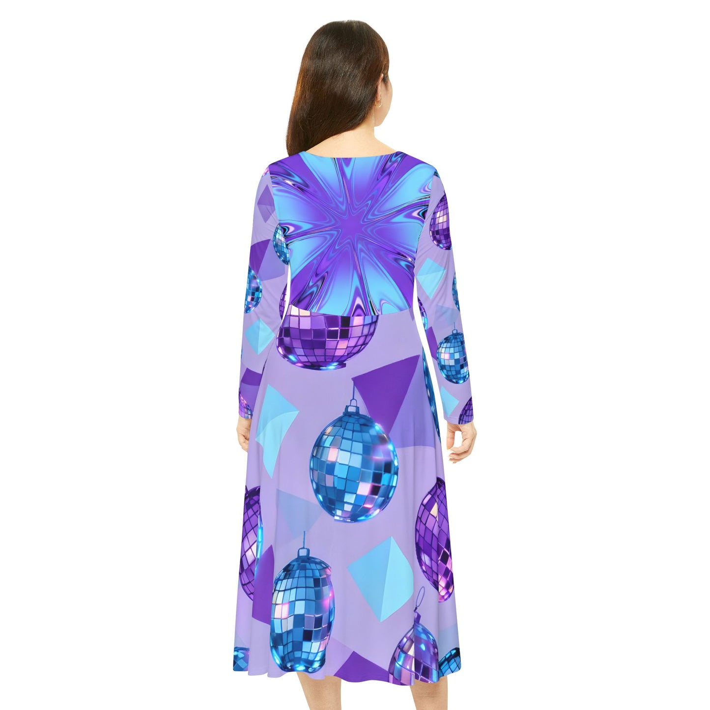 Disco Dreamscape Women's Long Sleeve Dance Dress