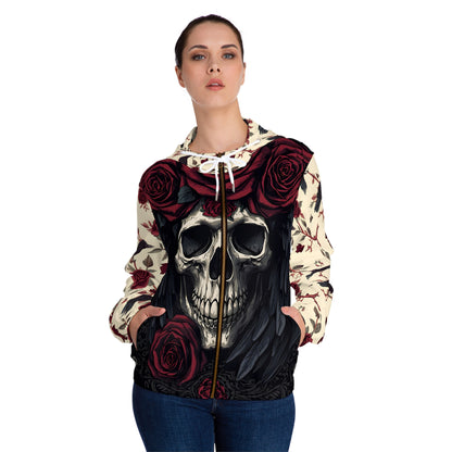 Gothic Crow & Rose Full-Zip Hoodie