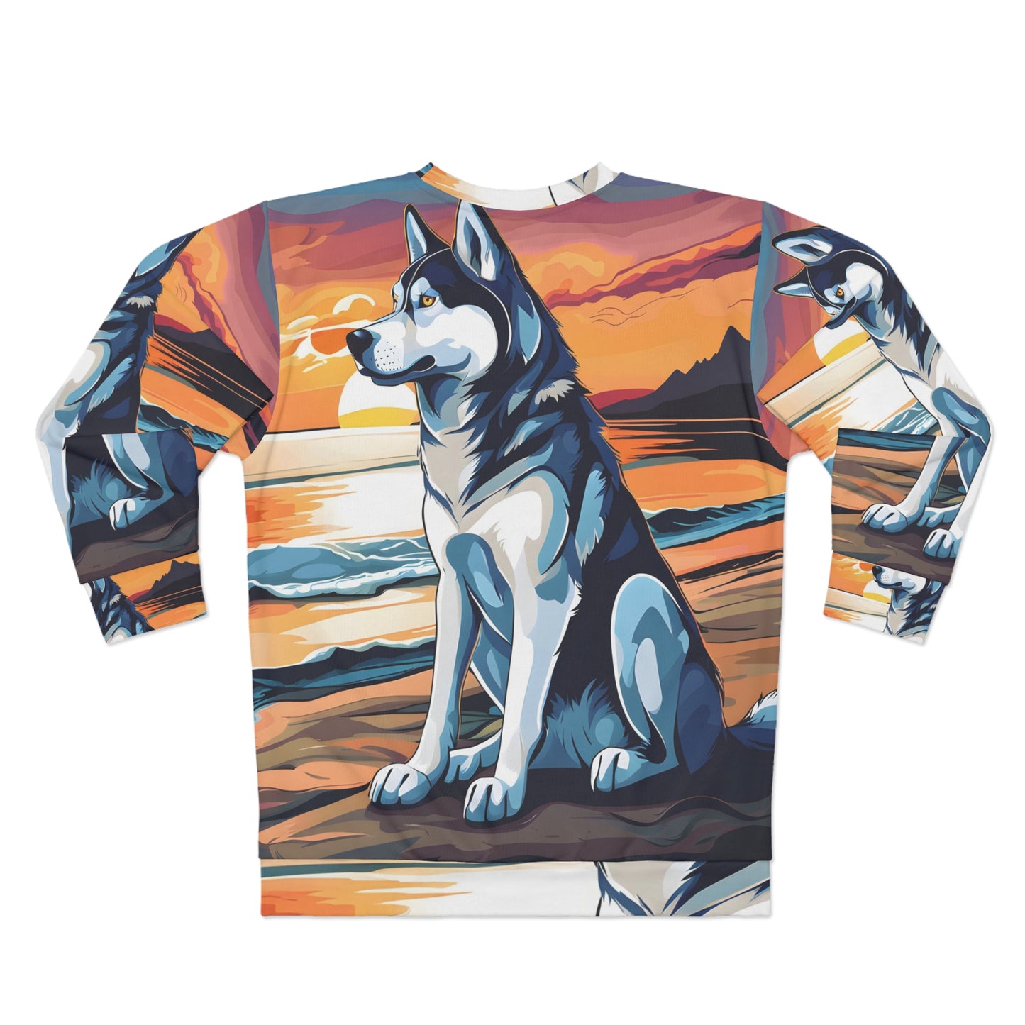 Husky on the Beach at Sunset