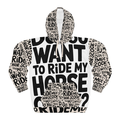 Bold Typography Hoodie: Ride My Horseclock