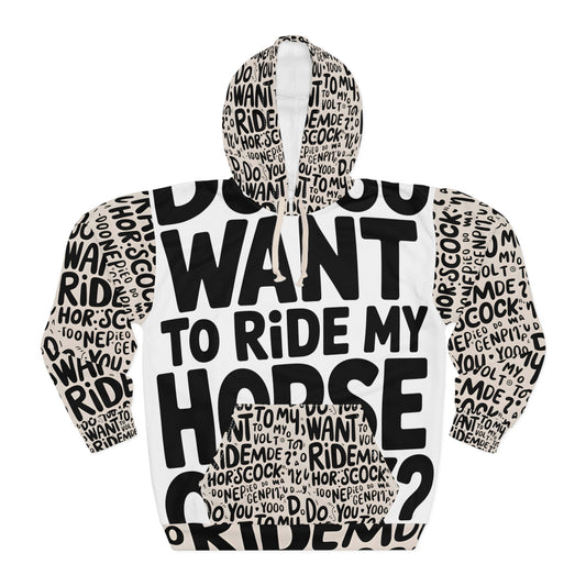 Bold Typography Hoodie: Ride My Horseclock