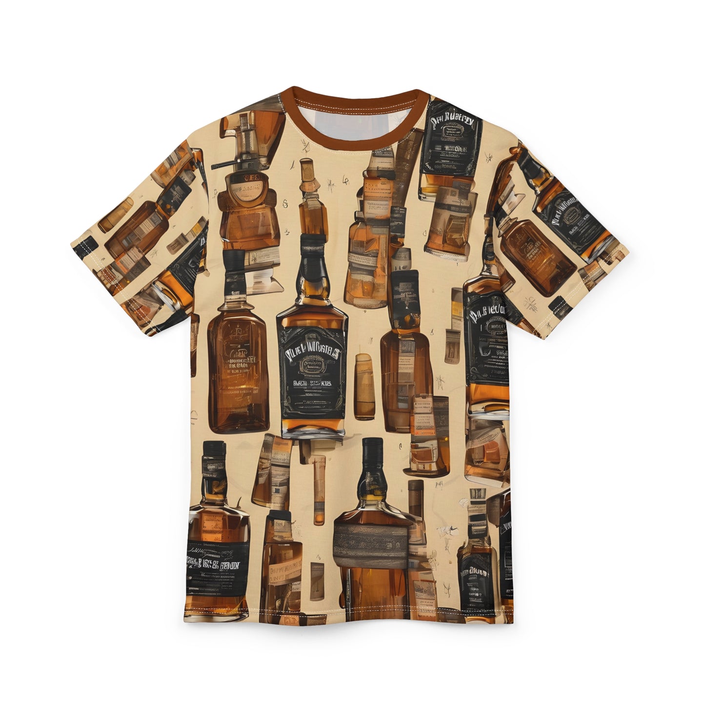 Whiskey Bottles All Over Print Unisex Tee