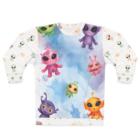 Galactic Watercolor Aliens Sweatshirt