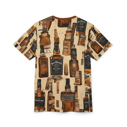 Whiskey Bottles All Over Print Unisex Tee