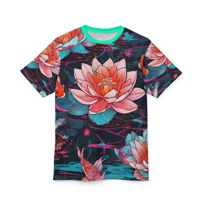Neon Koi & Lotus Cyberpunk Tee