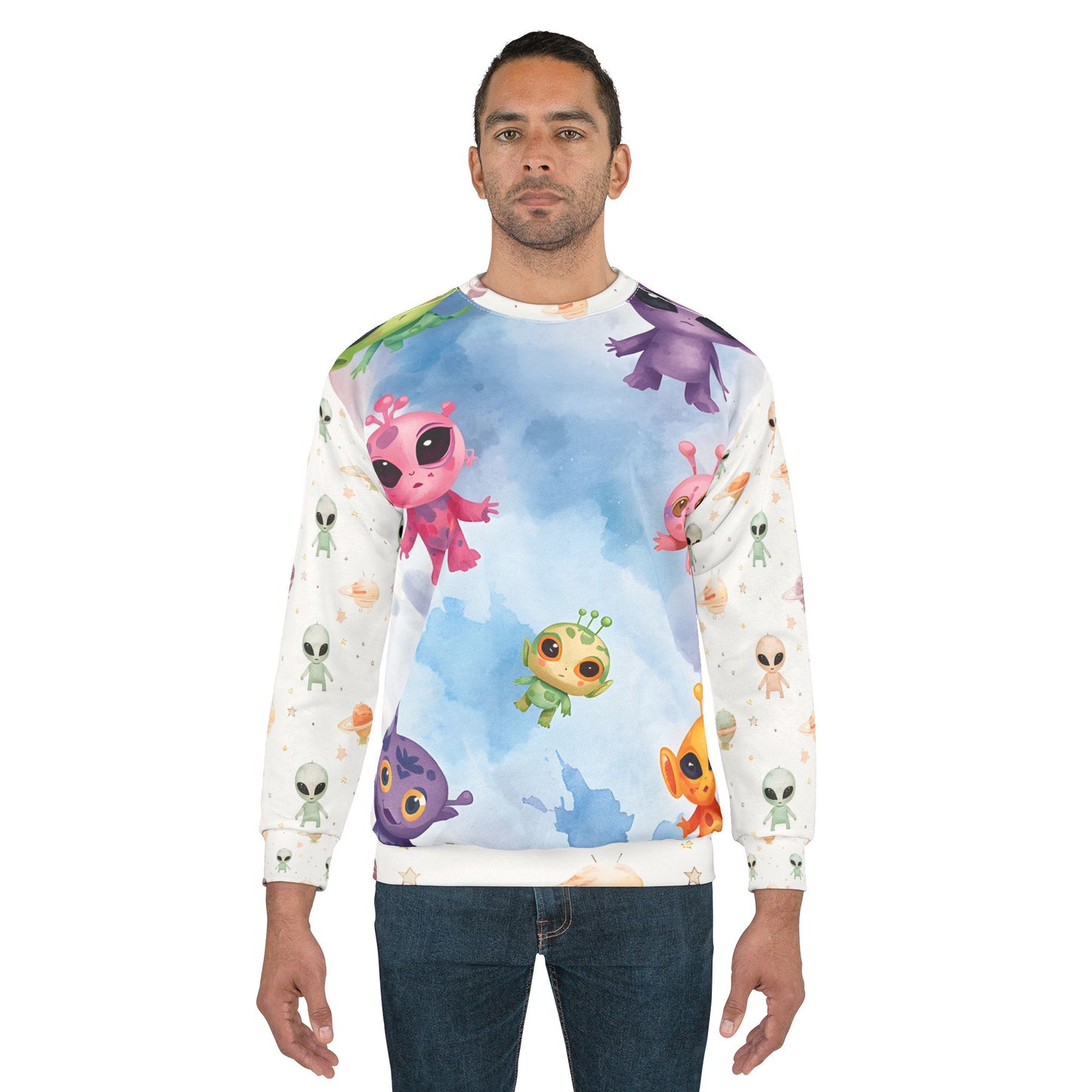 Galactic Watercolor Aliens Sweatshirt