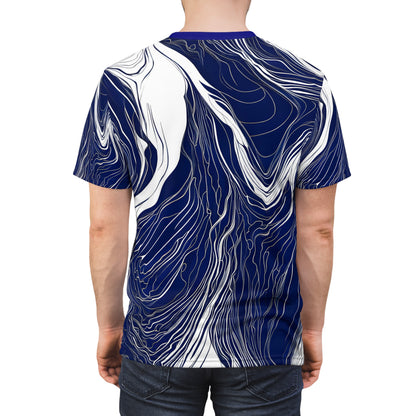 Fluid Ink Patterns: Navy Blue & White Jagged Lines